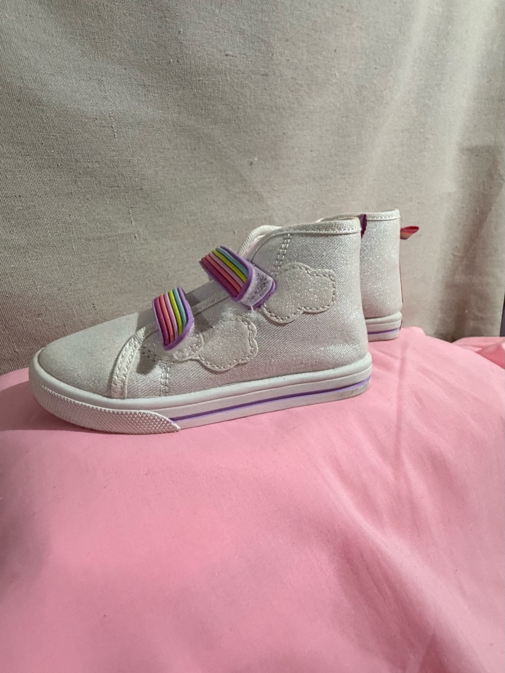 Carter's White High-Top Sneakers with Rainbow Straps